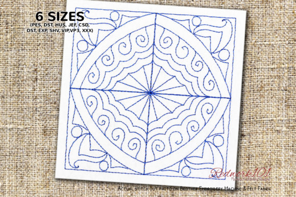 A Close Look at the Abstract Pattern Redwork Embroidery Design