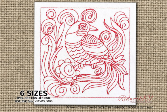 A Designer's Look at the Cute Bird on Floral Branch Embroidery