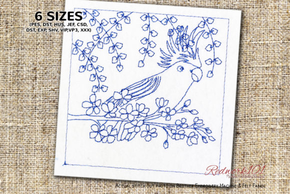 A Flourishing Parrot Design for Real-World Embroidery