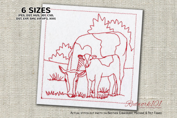 A Professional Review of the Cow with Calf in the Field Embroidery Design