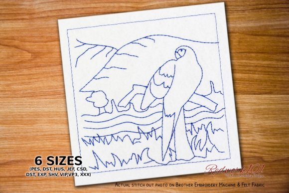 Reviewing the Colorful Scarlet Macaw Redwork Embroidery Design