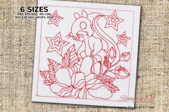 Squirrel in Flowers Redwork Embroidery Review for Seasonal Collections