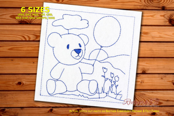 Teddy Bear with Balloons Scene Redwork Design Review