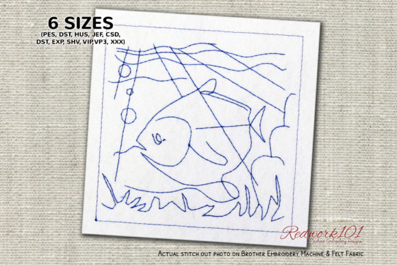 Underwater Landscape with Fish Redwork Embroidery Review